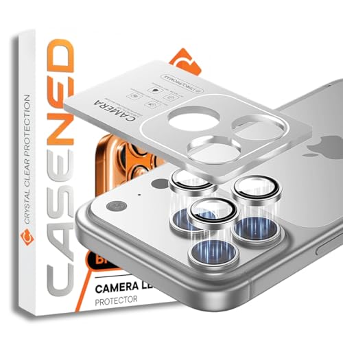 CASENED Compatible with iPhone 17 Pro / 17 Pro Max Camera Lens Protector (2-Pack) – Premium 9H Tempered Glass, Military-Grade Anti-Scratch, Crystal-Clear Protection [Silver] - Image 1