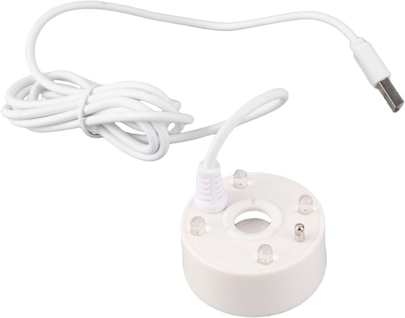 USB Mist Maker Fogger, 400mL USB Powered Atomizer with 4 LED Lights Cool Mist Fountain Humidifier for Indoor Outdoor Fountain Decorations (White) - Image 1