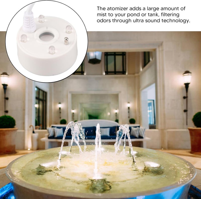 USB Mist Maker Fogger, 400mL USB Powered Atomizer with 4 LED Lights Cool Mist Fountain Humidifier for Indoor Outdoor Fountain Decorations (White) - Image 2