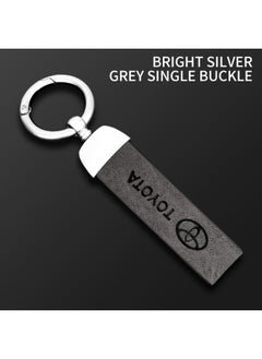 Matte Leather Keychain Top-end Business Gift For Man Good Quality Artificial Leather Car Keyholder For Toyota Car Accessorie-Color Name:1pcs Silver Grey