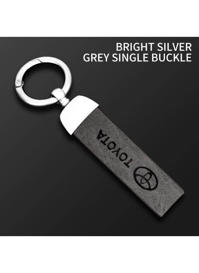 Generic - Matte Leather Keychain Top-end Business Gift For Man Good Quality Artificial Leather Car Keyholder For Toyota Car Accessorie-Color Name:1pcs Silver Grey - Image 1