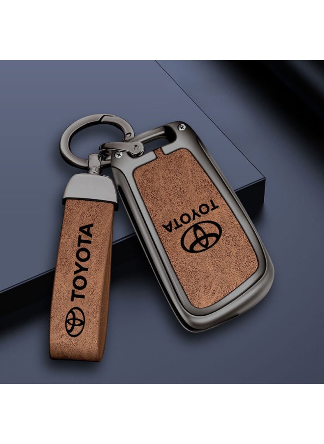 Generic - Matte Leather Keychain Top-end Business Gift For Man Good Quality Artificial Leather Car Keyholder For Toyota Car Accessorie-Color Name:1pcs Silver Grey - Image 1