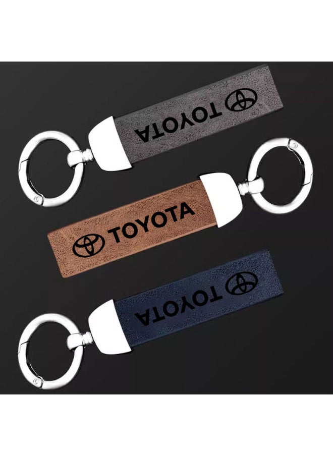 Generic - Matte Leather Keychain Top-end Business Gift For Man Good Quality Artificial Leather Car Keyholder For Toyota Car Accessorie-Color Name:1pcs Silver Grey - Image 1