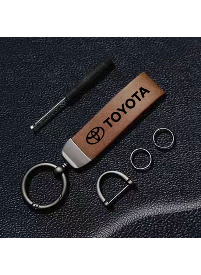 Generic - Matte Leather Keychain Top-end Business Gift For Man Good Quality Artificial Leather Car Keyholder For Toyota Car Accessorie-Color Name:1pcs Silver Grey - Image 1