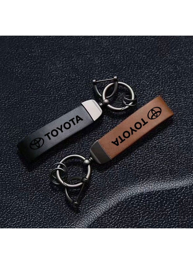 Generic - Matte Leather Keychain Top-end Business Gift For Man Good Quality Artificial Leather Car Keyholder For Toyota Car Accessorie-Color Name:1pcs Silver Grey - Image 1
