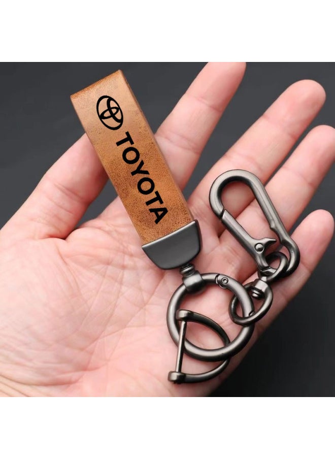 Generic - Matte Leather Keychain Top-end Business Gift For Man Good Quality Artificial Leather Car Keyholder For Toyota Car Accessorie-Color Name:1pcs Silver Grey - Image 1
