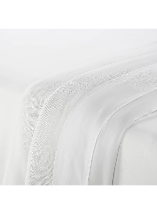 Serta Simply Clean Super Soft Hypoallergenic Stain Resistant Deep Pocket 4 Pieces Solid Bed Sheet Set, Queen, White - Image 3