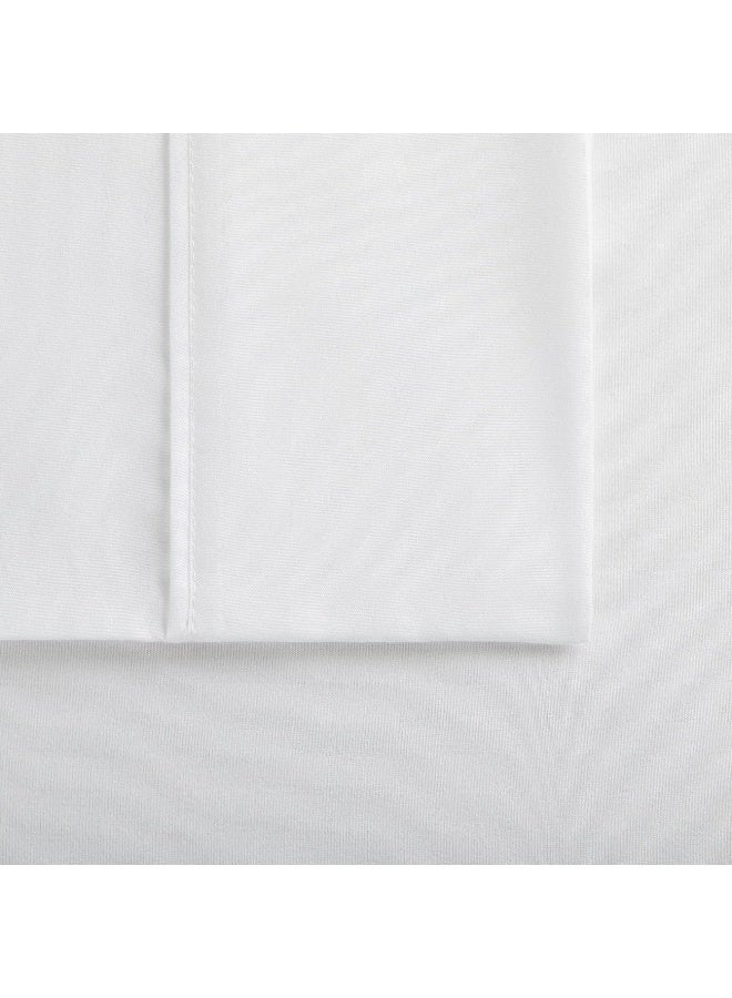 Serta Simply Clean Super Soft Hypoallergenic Stain Resistant Deep Pocket 4 Pieces Solid Bed Sheet Set, Queen, White - Image 5