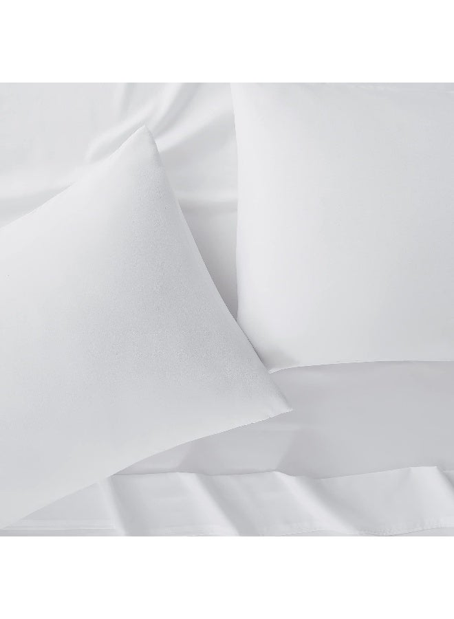 Serta Simply Clean Super Soft Hypoallergenic Stain Resistant Deep Pocket 4 Pieces Solid Bed Sheet Set, Queen, White - Image 2