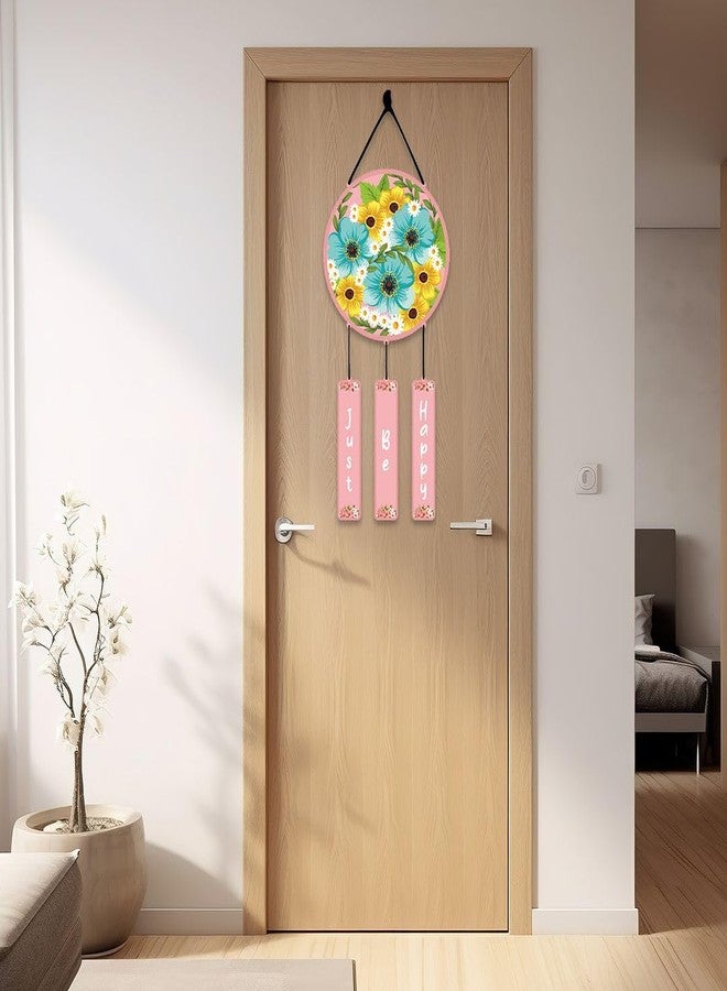 CVANU Just Be Happy & Floral Design Wooden Printed Wall Hanging Board for Wall Decoration (12inchX30inch)_W77 - Image 4