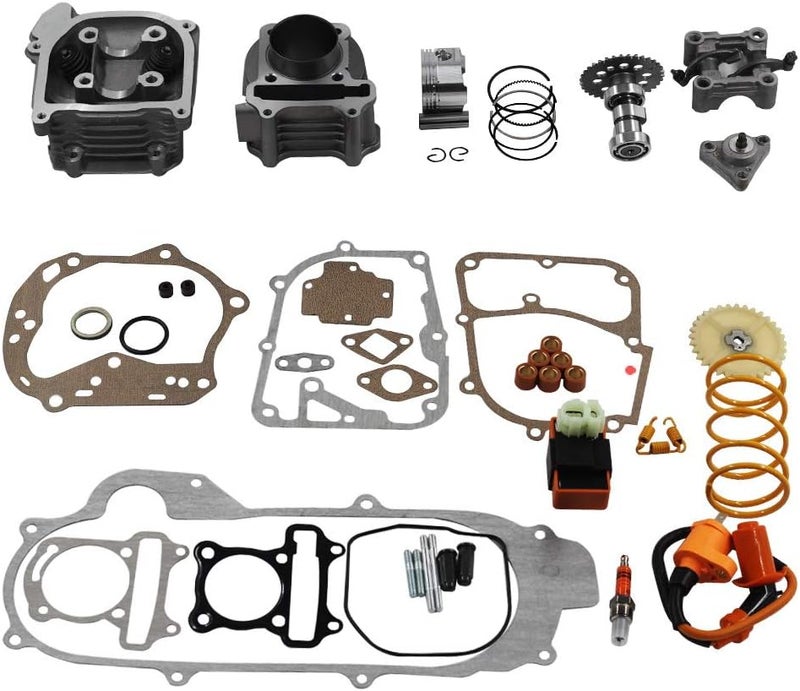KYMLAA GY6 Cylinder Rebuild Kits 100cc Big Bore Kit for 69mm Valve 49CC 50CC 139QMB Moped Scooter Engine 50mm Bore Upgrade Set with 6pin Racing CDI Ignition Coil Performance Spark Plug Clutch Spring - Image 1