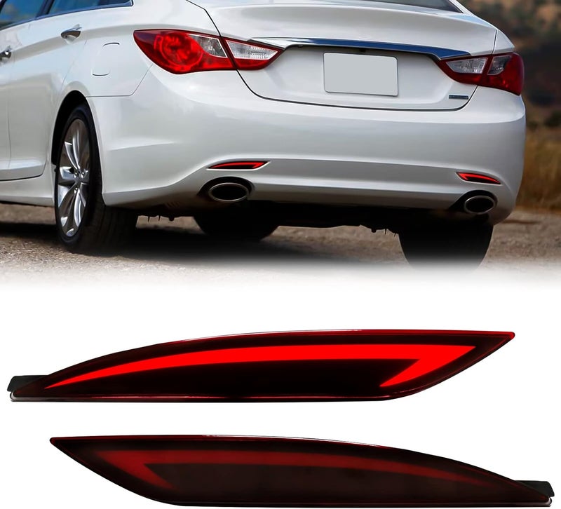 VGETTING Rear Bumper Reflector Lights for Hyundai Sonata 2011-2014 - LED Tail Light with Turn Signal - Image 1
