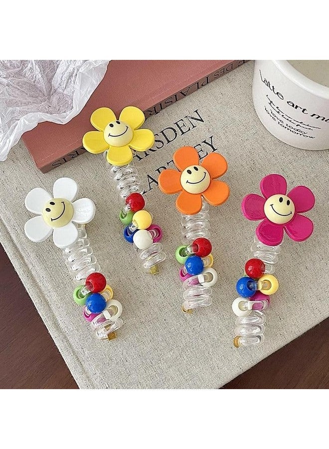 Radhya Accessories Spriral Hairties for Kids Colorful beads Hairties for Girls Cute flower spiral Hairties for Women hair accessories for kids Korean hair accessories (Pack of 2) - Image 3
