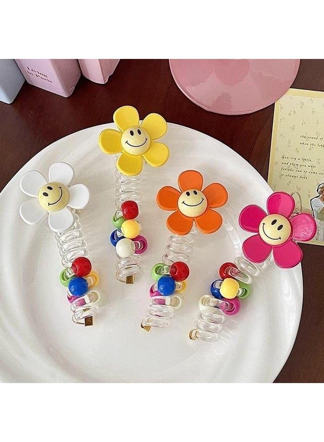 Radhya Accessories Spriral Hairties for Kids Colorful beads Hairties for Girls Cute flower spiral Hairties for Women hair accessories for kids Korean hair accessories (Pack of 2) - Image 2