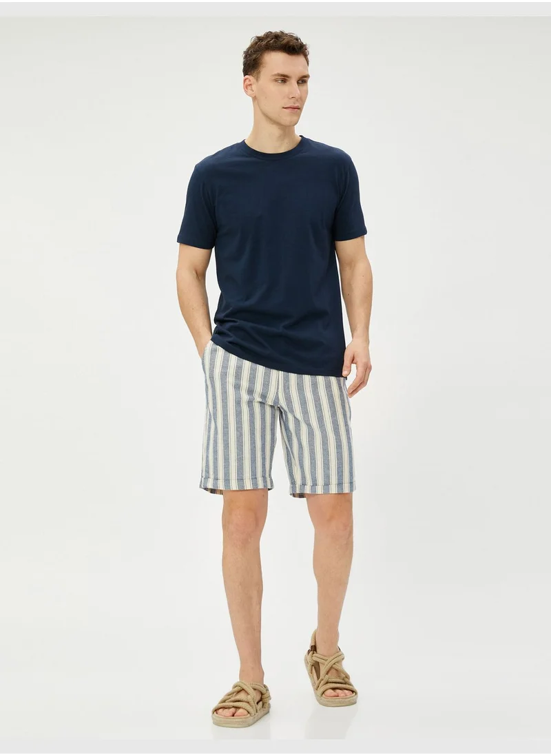 KOTON Bermuda Shorts Folded Detailed Buttoned Pocket Cotton