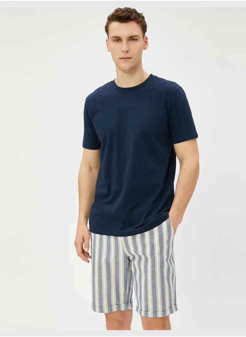 KOTON Bermuda Shorts Folded Detailed Buttoned Pocket Cotton