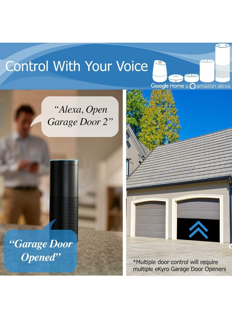 LAESO - Tuya WIFI Smart Garage Door Opener Remote Controller, Smartphone App Control, Compatible with Alexa, Google Home, iPhone, Siri, Android, Door Left Open Alert, Door Security Systems, No Hub Required - Image 1