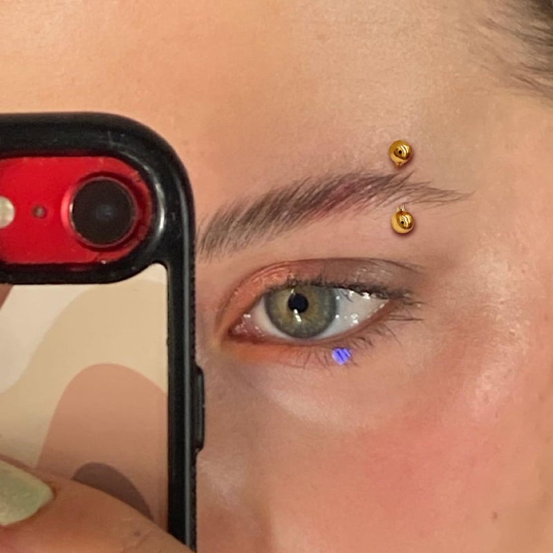 ALACLO 2 Pcs 14k Gold Filled Eyebrow Rings, 16G Threaded Rook Piercing Jewelry, Surgical Steel Vertical Lip Labret Belly Tongue Ring Daith Earring Curved Barbells 8mm - Image 3