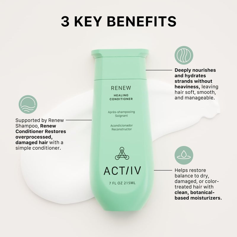 ACTIIV بلسم الشفاء ACTIIV Renew (للجنسين) | يحسن مظهر الشعر، يرطب ويقوي الشعر، يشفي الشعر التالف والمُعالج بشكل مفرط، نباتي، آمن للألوان، لجميع أنواع الشعر، 215 مل / 7 أونصة - Image 3