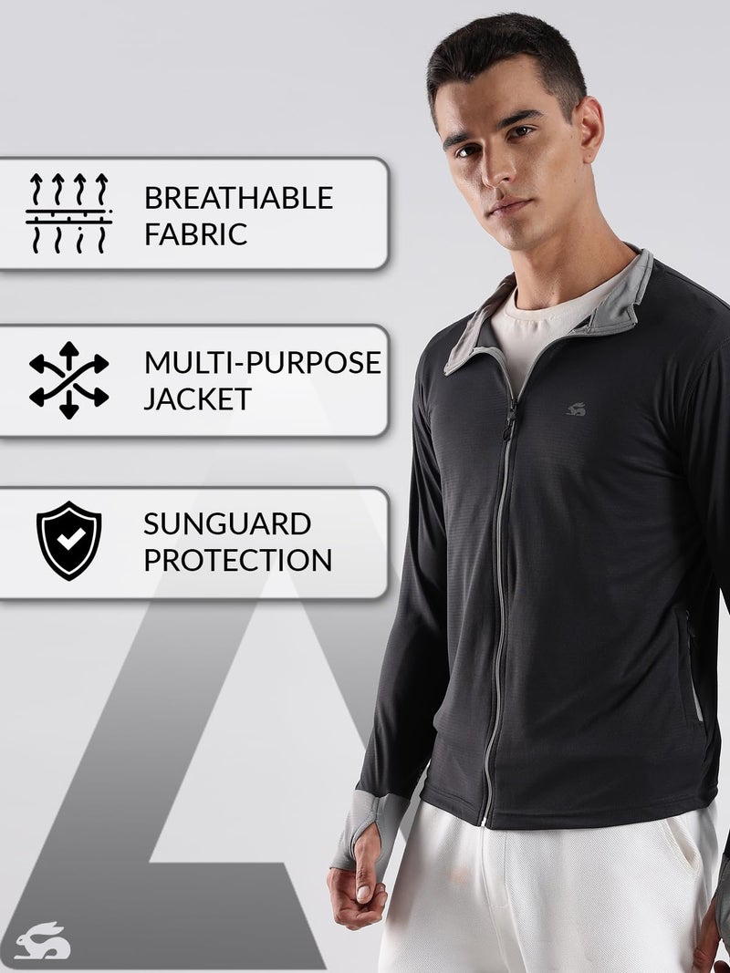 ADRO Sunscreen Jacket for Men UV Sun Advanced Protection Running Jackets For Men Biker Jackets with Zipper Sports jacket for men | SSJ-PLN-DG-S - Image 2
