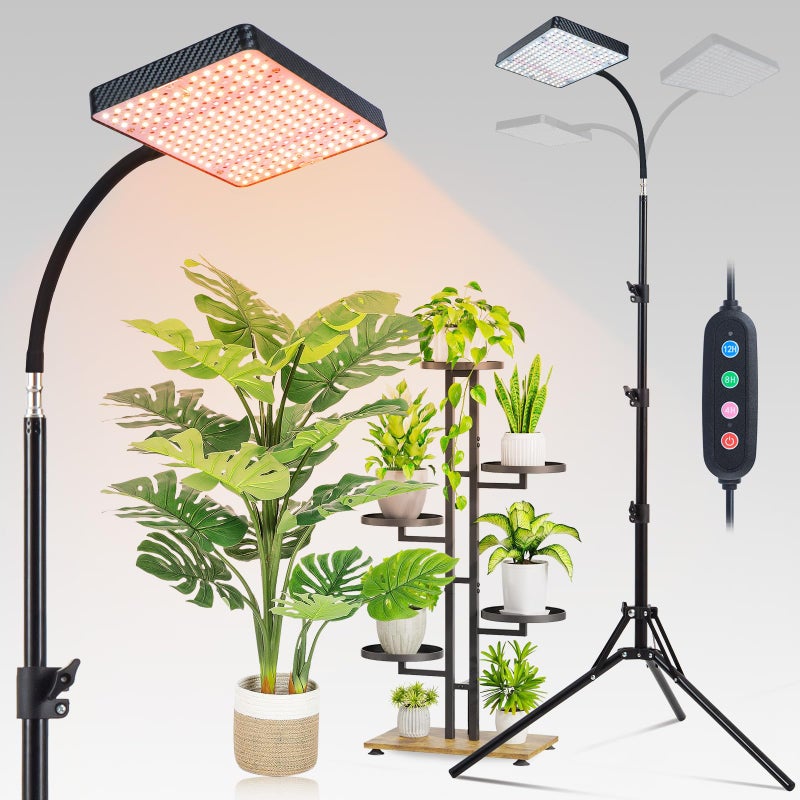 FECiDA 2026 Grow Lights with Stand, Standing Grow Lights for Indoor Plants, Bonsai Tree, 4/8/12/16/20H Timer, 25 Watt Power Draw, NO Need Adapter, Daisy Chain Function, 24"-64" Height Adjustable - Image 1