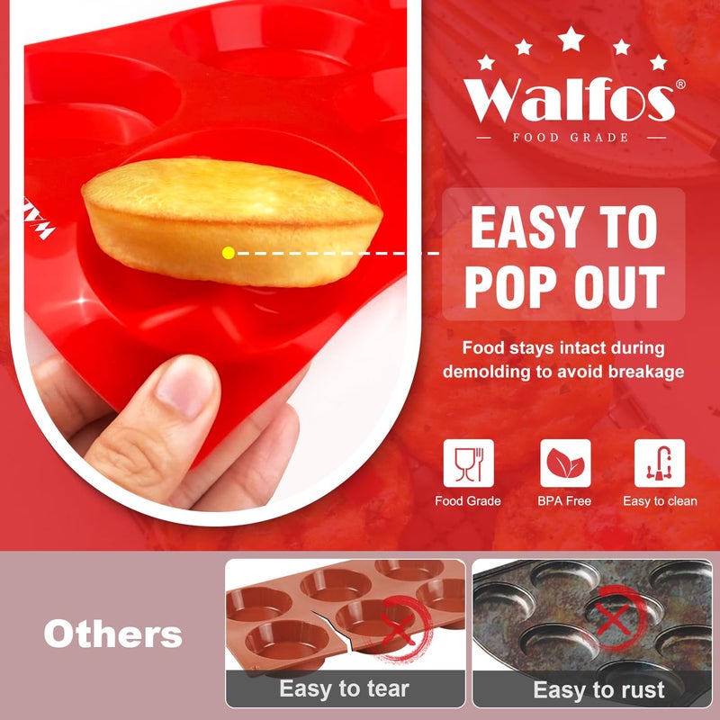 Walfos Silicone Whoopie Pie Baking Pans, Non-Stick Muffin Top Pan Set of 4. Food Grade and BPA Free Silicone,Perfect for Muffin, Eggs, Tarts and More, Dishwasher Safe - Image 2
