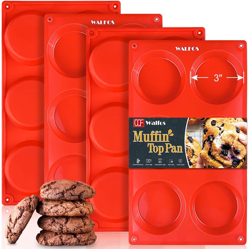 Walfos Silicone Whoopie Pie Baking Pans, Non-Stick Muffin Top Pan Set of 4. Food Grade and BPA Free Silicone,Perfect for Muffin, Eggs, Tarts and More, Dishwasher Safe - Image 1