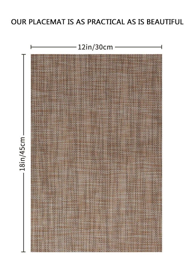 HAWAWA Placemats Set of 4, Heat-Resistant Woven Vinyl Placemat, Non-Slip Washable PVC Table Mat, Plastic Table Mats for Dining Table, Kitchen Table 30x45 cm Beige - Image 2