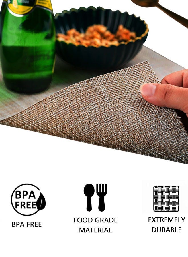 HAWAWA Placemats Set of 4, Heat-Resistant Woven Vinyl Placemat, Non-Slip Washable PVC Table Mat, Plastic Table Mats for Dining Table, Kitchen Table 30x45 cm Beige - Image 3