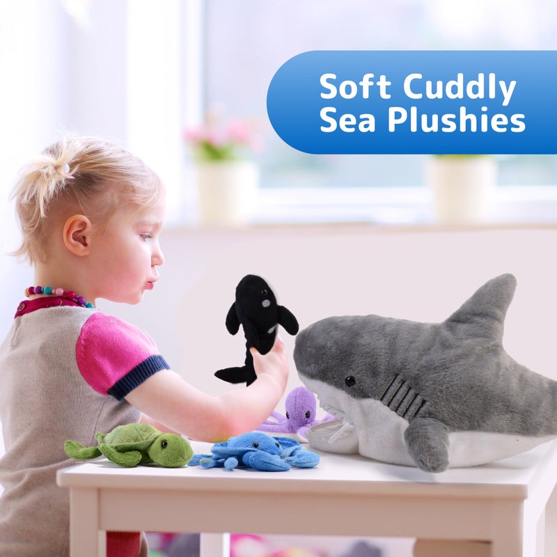PREXTEX Plush Toy Shark Stuffed Animal with 5 Sea Animals  Shark Plush Toy with Turtle Whale Octopus Stingray Crab  Giant Stuffed Animals for Kids Aged 3 and Up  Fun Gift for Sea Animal Lovers - Image 3