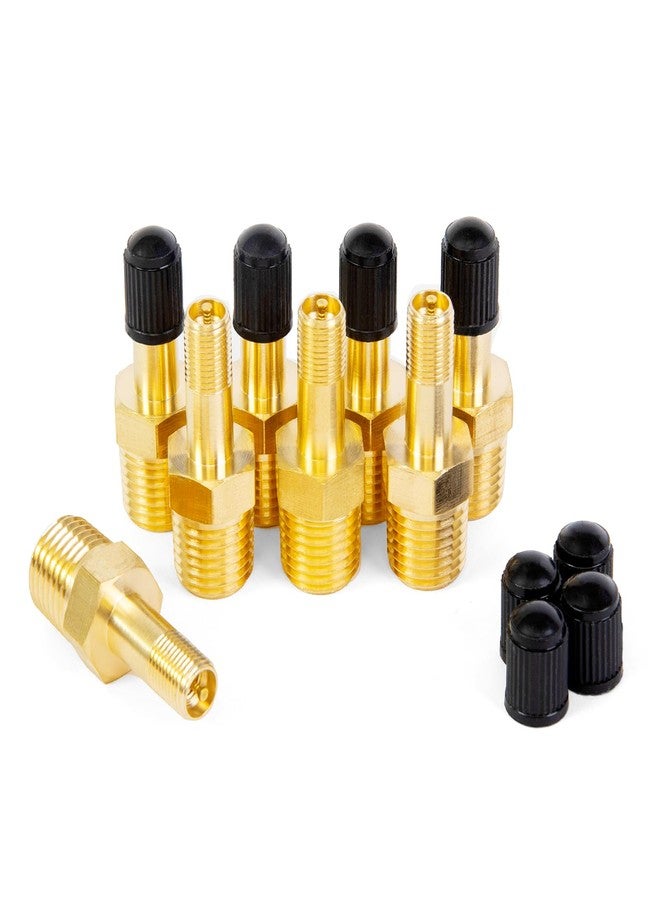 ChillWaves Brass Tank Valve, Standard Valve Core 1/4" NPT Anti-Corrosion Schrader Valve with Sealing Caps for Air Compressor Tanks(8-Pack) - Image 1