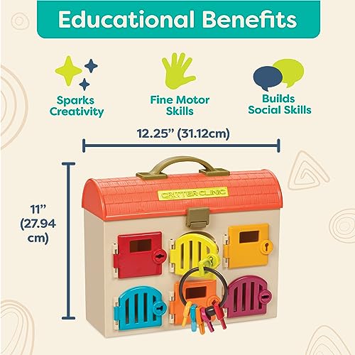 B. Toys ب. ألعاب – مجموعة عيادة الحيوانات – لعبة مستشفى الحيوانات للتظاهر للأطفال – مجموعة رعاية الحيوانات الأليفة مكونة من 14 قطعة مع أدوات وألعاب محشوة – 2+ سنوات - Image 3
