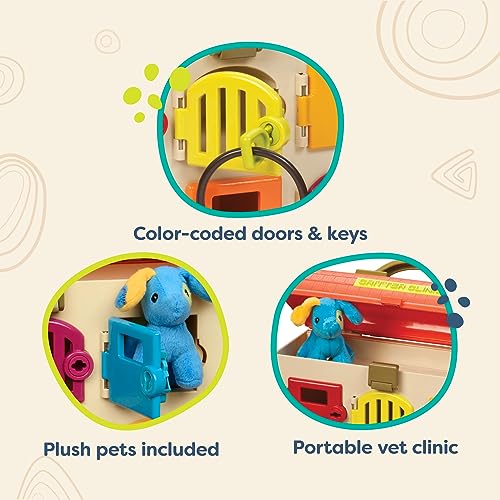 B. Toys ب. ألعاب – مجموعة عيادة الحيوانات – لعبة مستشفى الحيوانات للتظاهر للأطفال – مجموعة رعاية الحيوانات الأليفة مكونة من 14 قطعة مع أدوات وألعاب محشوة – 2+ سنوات - Image 2