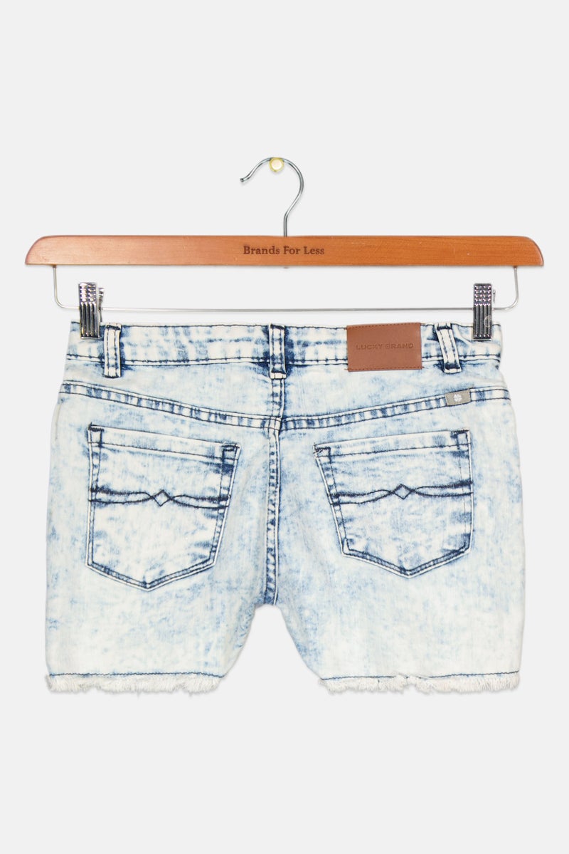 LUCKY BRAND Kids Girl Washed Denim Shorts, Blue  - Image 2