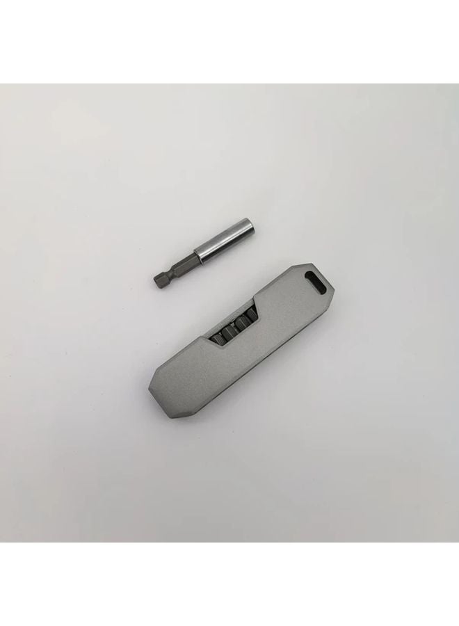 Gray Portable Pocket Screwdriver With 8 Replacement Heads EDC Tool Set - Image 1