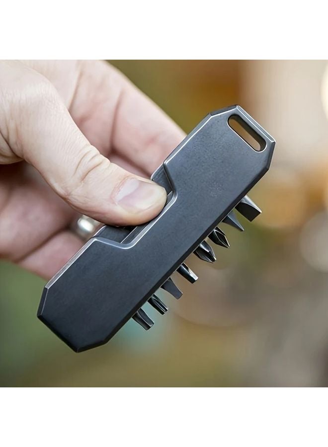 Gray Portable Pocket Screwdriver With 8 Replacement Heads EDC Tool Set - Image 2