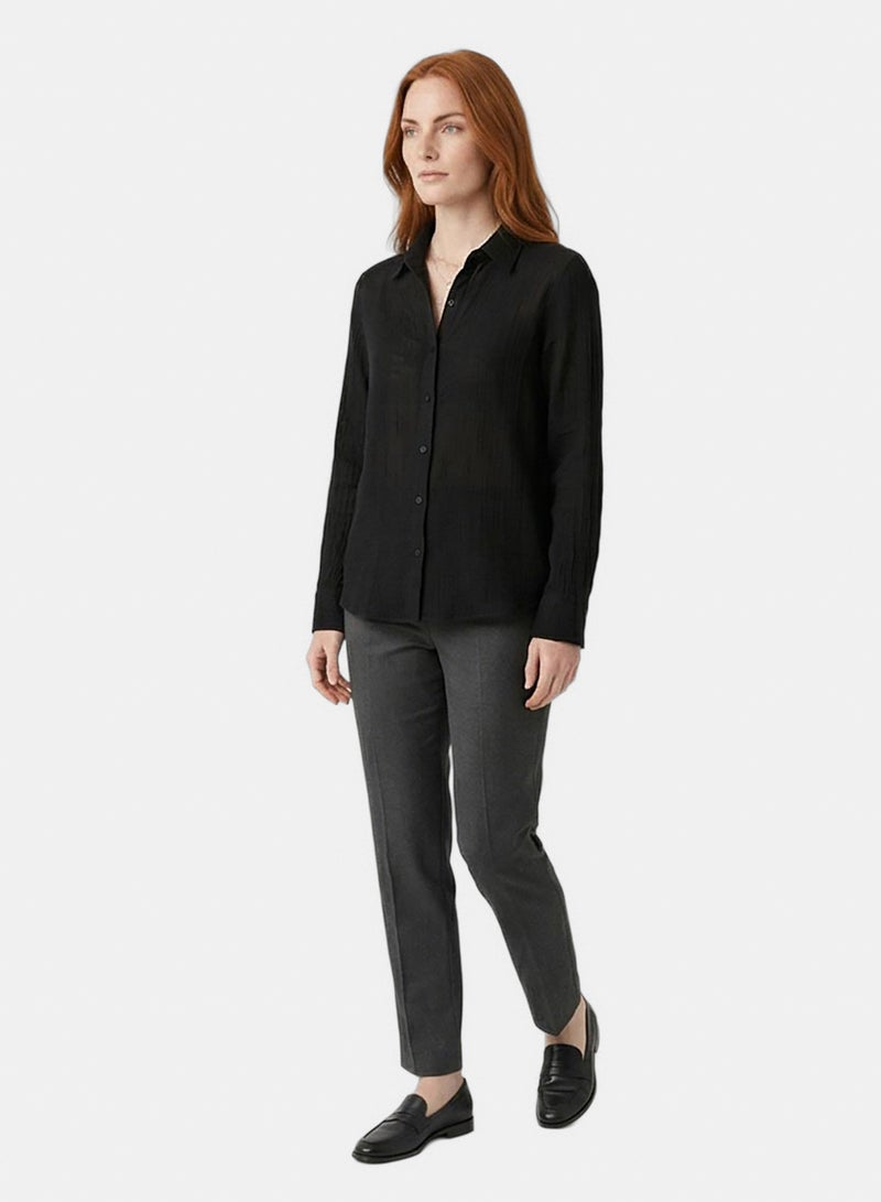 Ravin The Estate Collection | Raw Weave Textured Women Shirt In Noir Black - Image 4