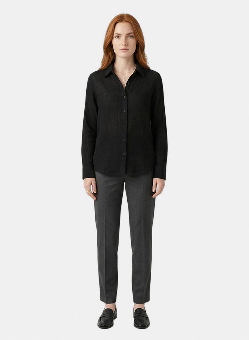 Ravin The Estate Collection | Raw Weave Textured Women Shirt In Noir Black - Image 3