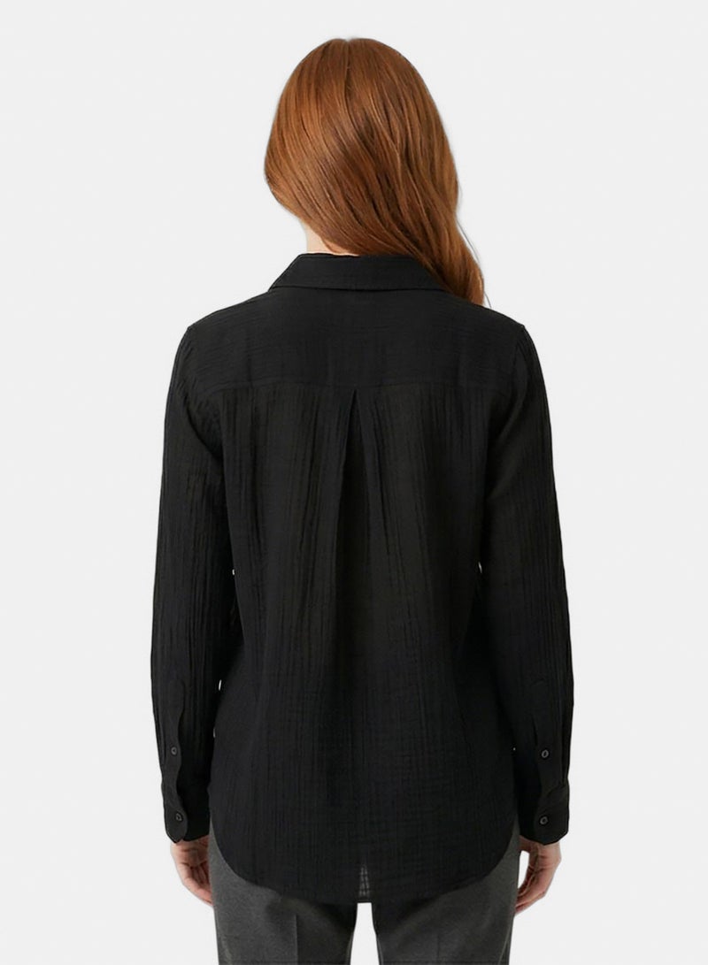 Ravin The Estate Collection | Raw Weave Textured Women Shirt In Noir Black - Image 2