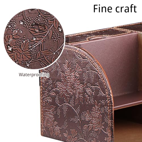 PUSU Nightstand Organizer with Tissue Holder,PU Leather Square Tissue Box Cover,Modern Facial Paper Organizer Storage Box for Remote Control,Bathroom,Vanity Countertop,End Table Home Office - Image 5