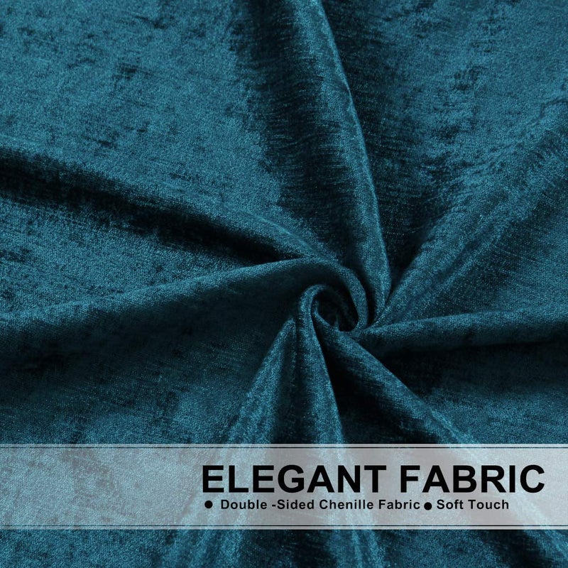 ELKCA الستائر السميكة في تشنيل ستائر نافذة في غرفة المعيشة Peacock الأزرق الشلال  - Image 4