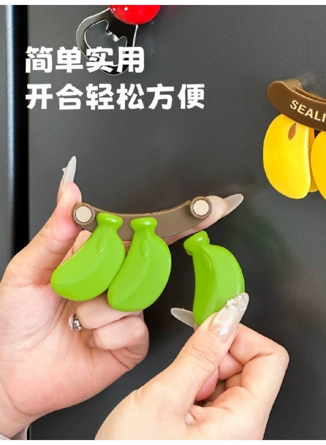 Banana Sealing Clip Reusable Bag Clamp With Strong Fridge Magnet Fun Kitchen Snack Bag Sealer Novelty Banana Fridge Accessory (Green) - Image 2