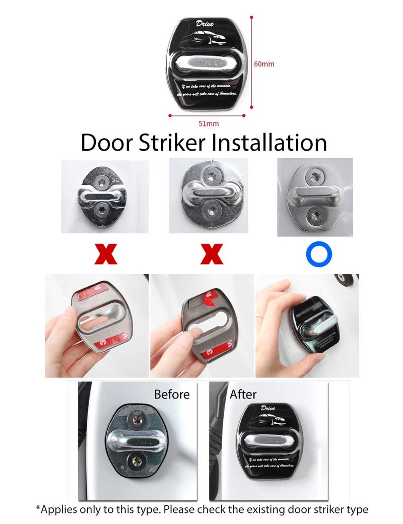 LIGHTKOREA Stainless Steel Metal Car Door Striker Lock Latches Protector Cover Dress up Accessories (Pack of 4) Compatible with Hyundai, Compatible with Kia Vehicles (Blue) - Image 2