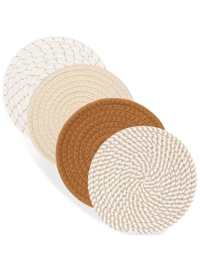 HOOKOR 7 Trivets for Hot Dishes, Hot pots and Pans, 4 Heat Resistant Hot Pads, Pot Holders for Kitchen, Hot Plate Mats for Kitchen Countertops, Table, Home Essentials, Farmhouse Decor (Brown)  - Image 1