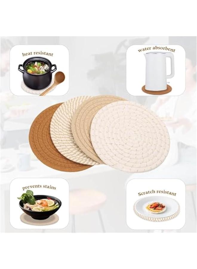 HOOKOR 7 Trivets for Hot Dishes, Hot pots and Pans, 4 Heat Resistant Hot Pads, Pot Holders for Kitchen, Hot Plate Mats for Kitchen Countertops, Table, Home Essentials, Farmhouse Decor (Brown)  - Image 5