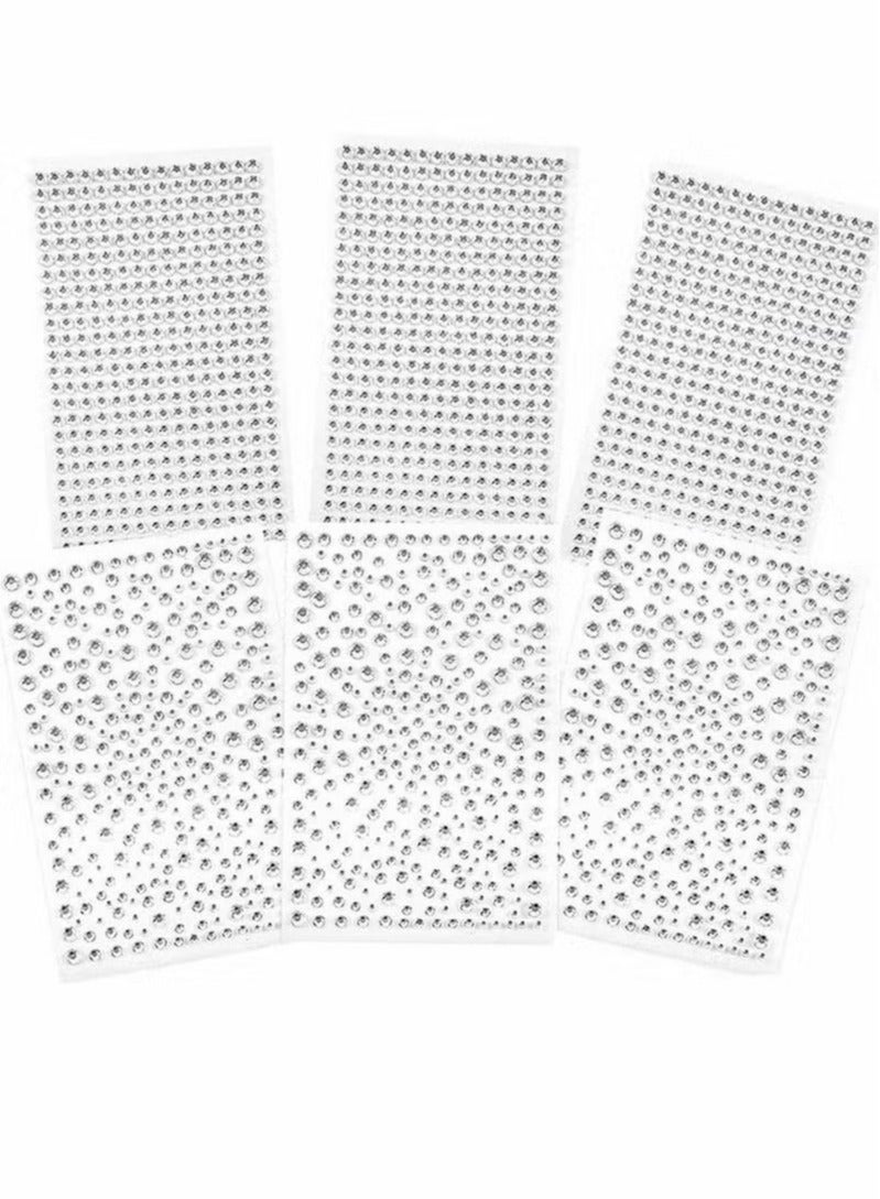 2100 Pcs Rhinestone Stickers Transparent Self Adhesive Crystal Glitter Diamond Art Gemstone Stickers Suitable for Face Decoration Diy Nail Phone Case 6 Sheet - Image 1