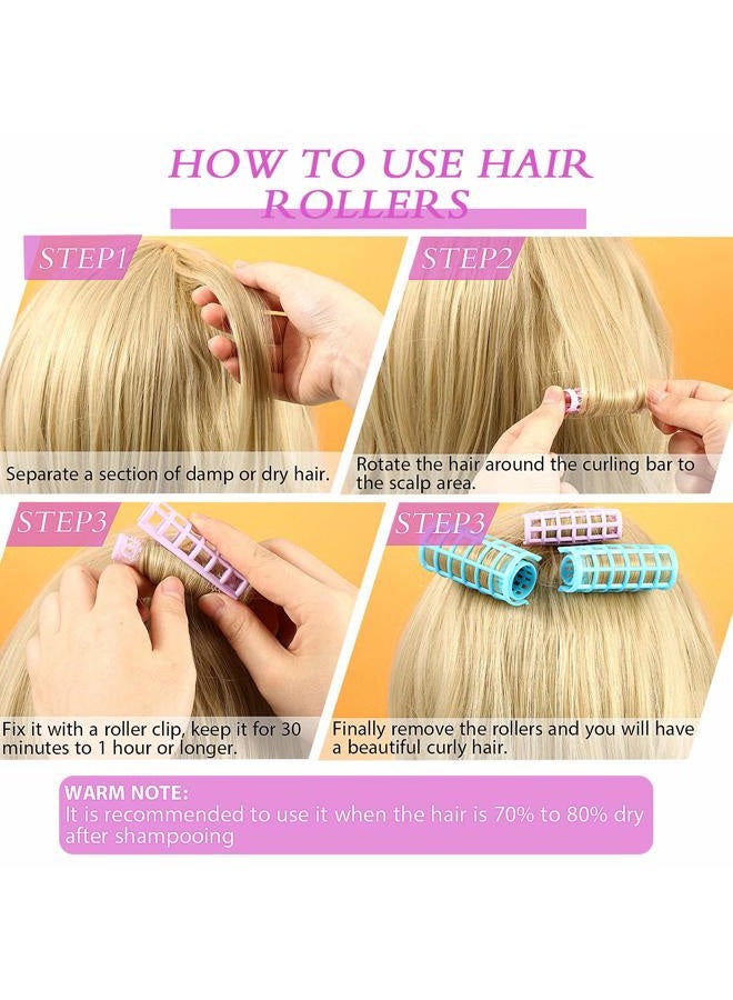 WILLBOND 30 Pieces Plastic Hair Rollers Curlers Snap on Rollers Self Grip Rollers Hairdressing Curlers No Heat Hair Curlers for DIY Hairdressing Hair Salon Hair Barber, 5 Sizes - Image 3