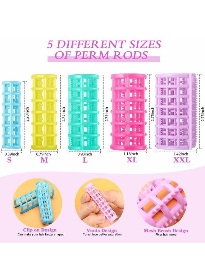 WILLBOND 30 Pieces Plastic Hair Rollers Curlers Snap on Rollers Self Grip Rollers Hairdressing Curlers No Heat Hair Curlers for DIY Hairdressing Hair Salon Hair Barber, 5 Sizes - Image 2