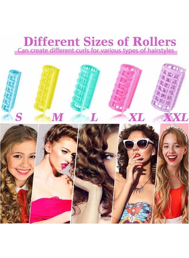 WILLBOND 30 Pieces Plastic Hair Rollers Curlers Snap on Rollers Self Grip Rollers Hairdressing Curlers No Heat Hair Curlers for DIY Hairdressing Hair Salon Hair Barber, 5 Sizes - Image 4