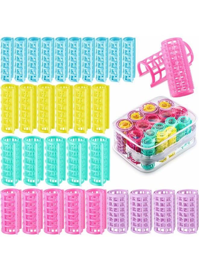 WILLBOND 30 Pieces Plastic Hair Rollers Curlers Snap on Rollers Self Grip Rollers Hairdressing Curlers No Heat Hair Curlers for DIY Hairdressing Hair Salon Hair Barber, 5 Sizes - Image 1